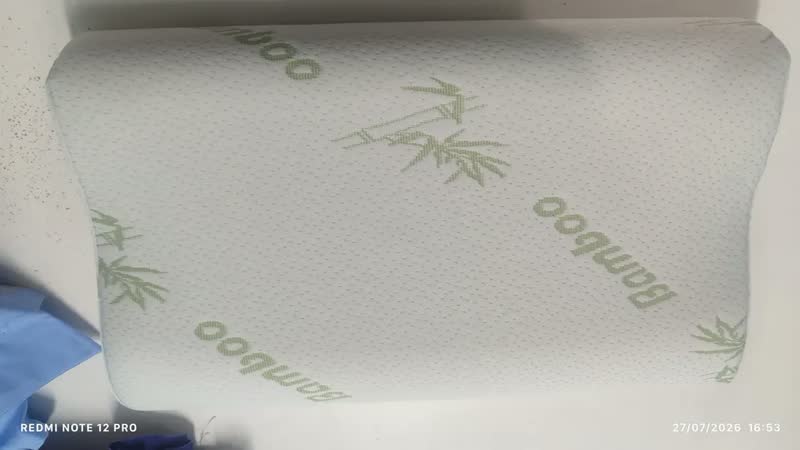 foto de Travesseiro Cervical Ortopédico Espuma Viscoelástica Memória Fibra Bambu Alívio Dor Pescoço Alinha Coluna Dupla Altura Ergonômica Capa Removível Lavável Hipoalergênico Firmeza Média Respirável
