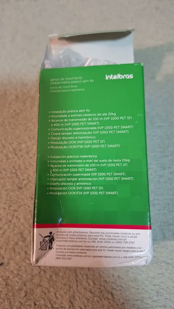 foto de SENSOR MOVIMENTO PASSIVO INFRAVERMELHO SEM FIO IVP 1000 PET IMMUNITY INTELBRAS SCREEN VISION