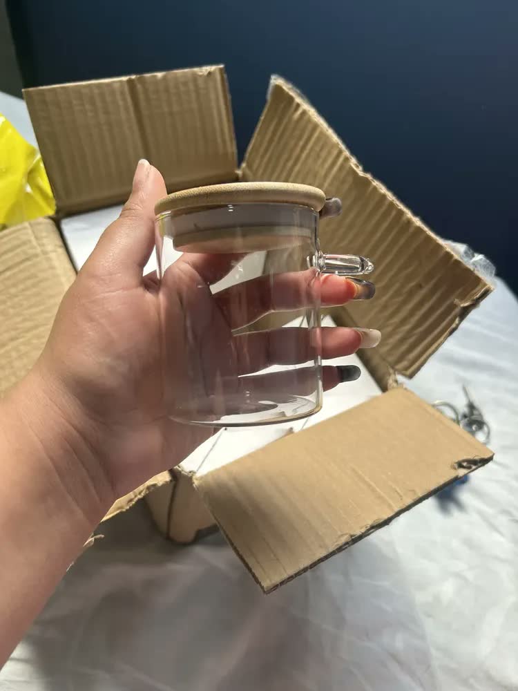 foto de Kit 6 Pote de Vidro com Tampa Bambu 200ML Potes Herméticos Porta Mantimento Hermético à Prova Odores