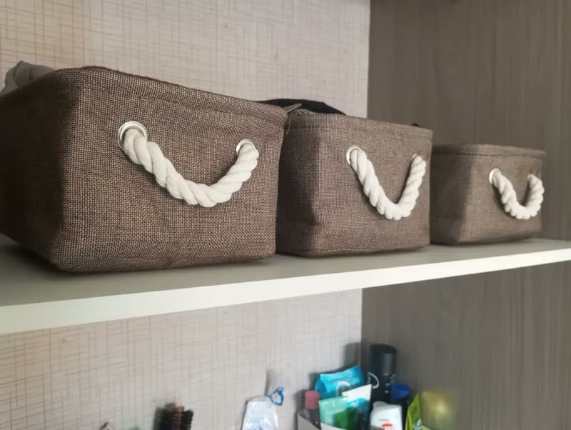 foto de Cesto Organiz. Dobrável Easy Decor Linho 10x30x20 Cm Cor Azul