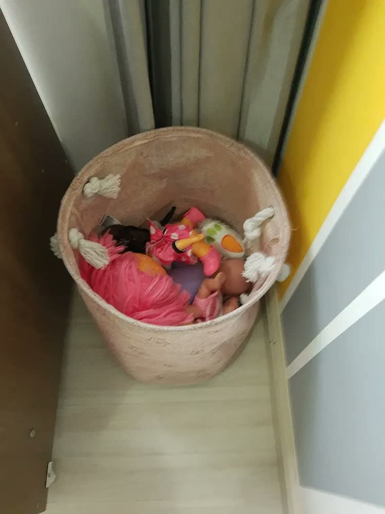 foto de Cesto Organizador Roupa Suja Dobrável Multiuso 25 Litros Cor Cinza e Branco