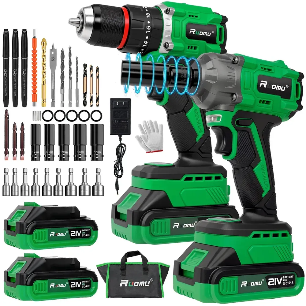 foto de Kit Chave de Impacto Bateria Furadeira Parafusadeira Brushless