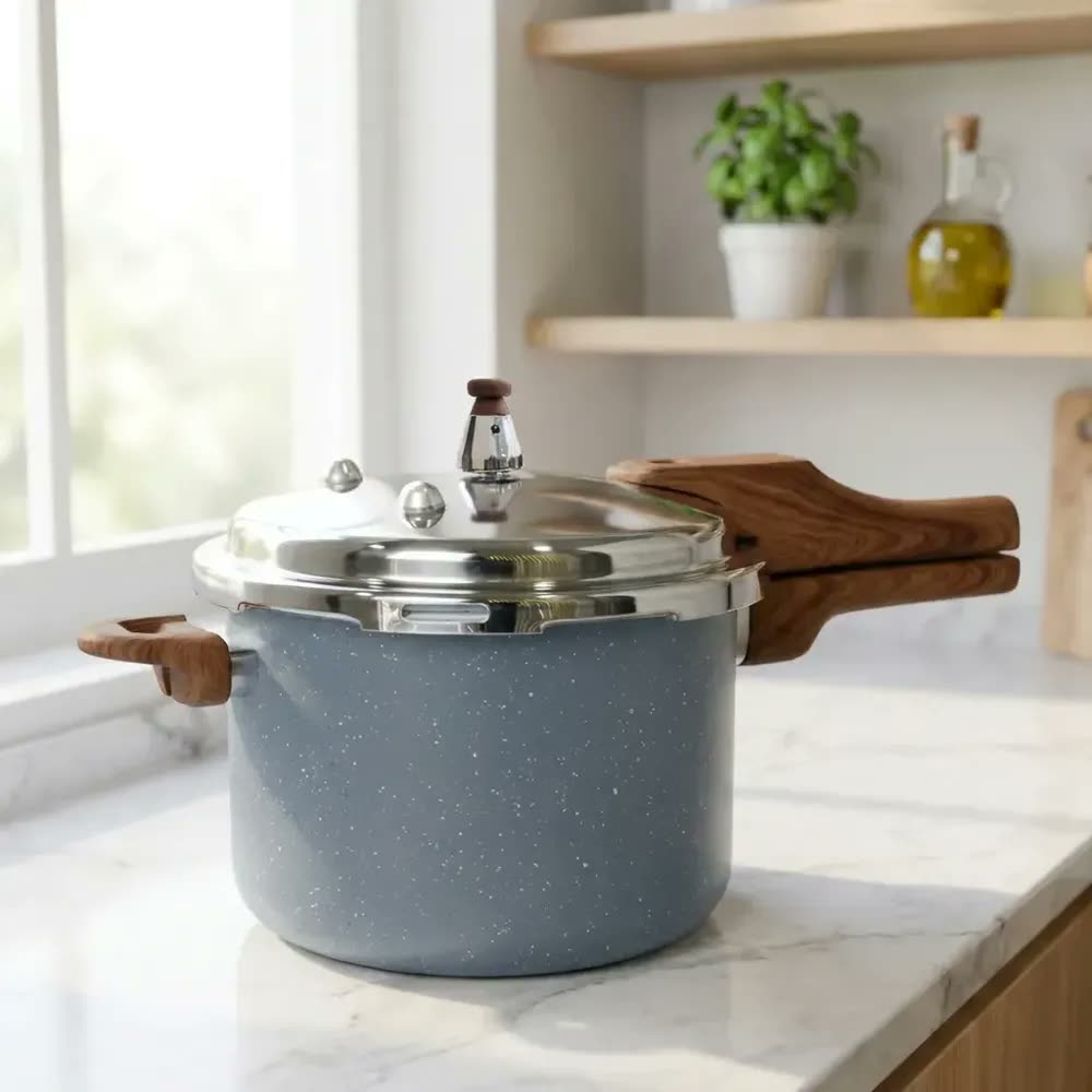 Panela Pressão 4,2l Indução Cerâmica 4 Válvulas Segurança Cor Cinza Verona