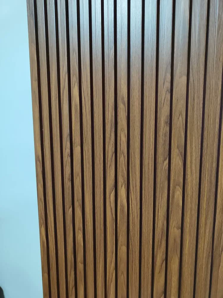 foto de Kit 10 Un. Painel Decorativo Ripado Interno Wpc 2,90m X 15cm Carvalho