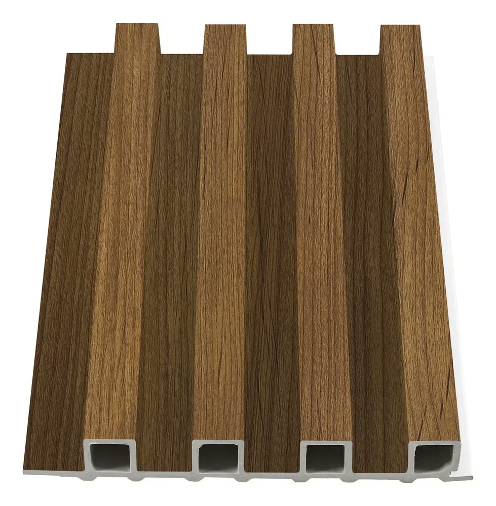 foto de Kit 10 Un. Painel Decorativo Ripado Interno Wpc 2,90m X 15cm Carvalho