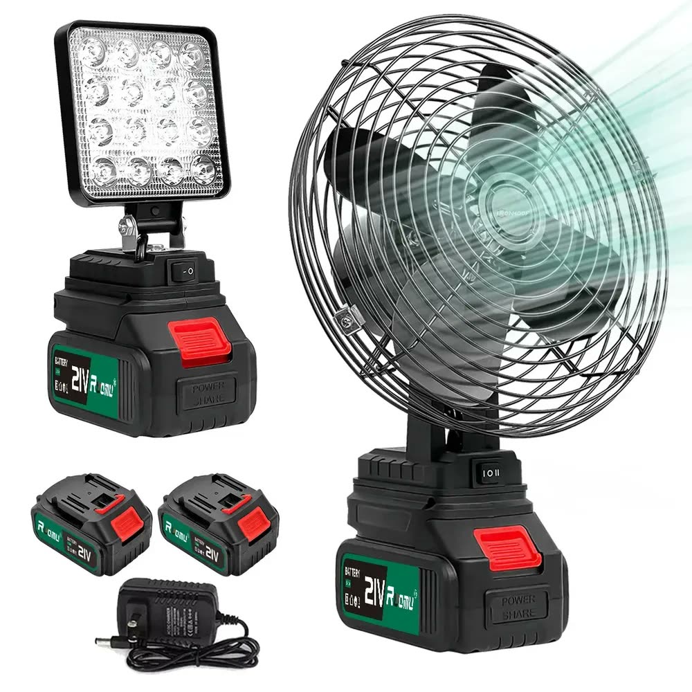 foto de Ventilador De Mesa + Luz Led Portáteis Inclui Duas Baterias