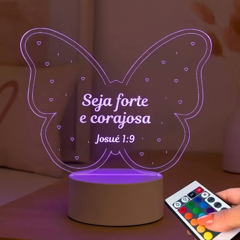 Abajur Seja Forte E Corajosa Presente Para Menina Evangelica