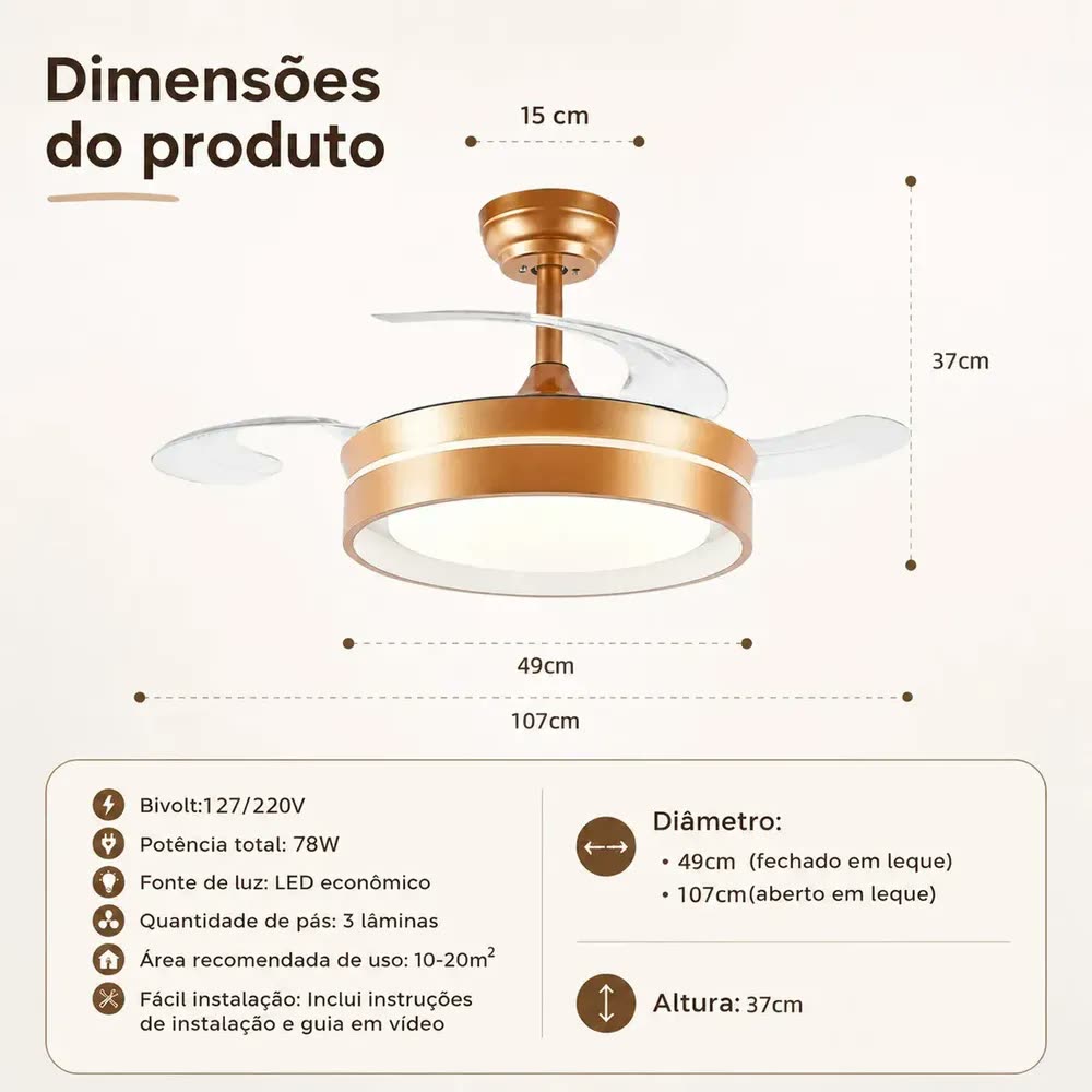 foto de Ventilador de Teto Retratil 42