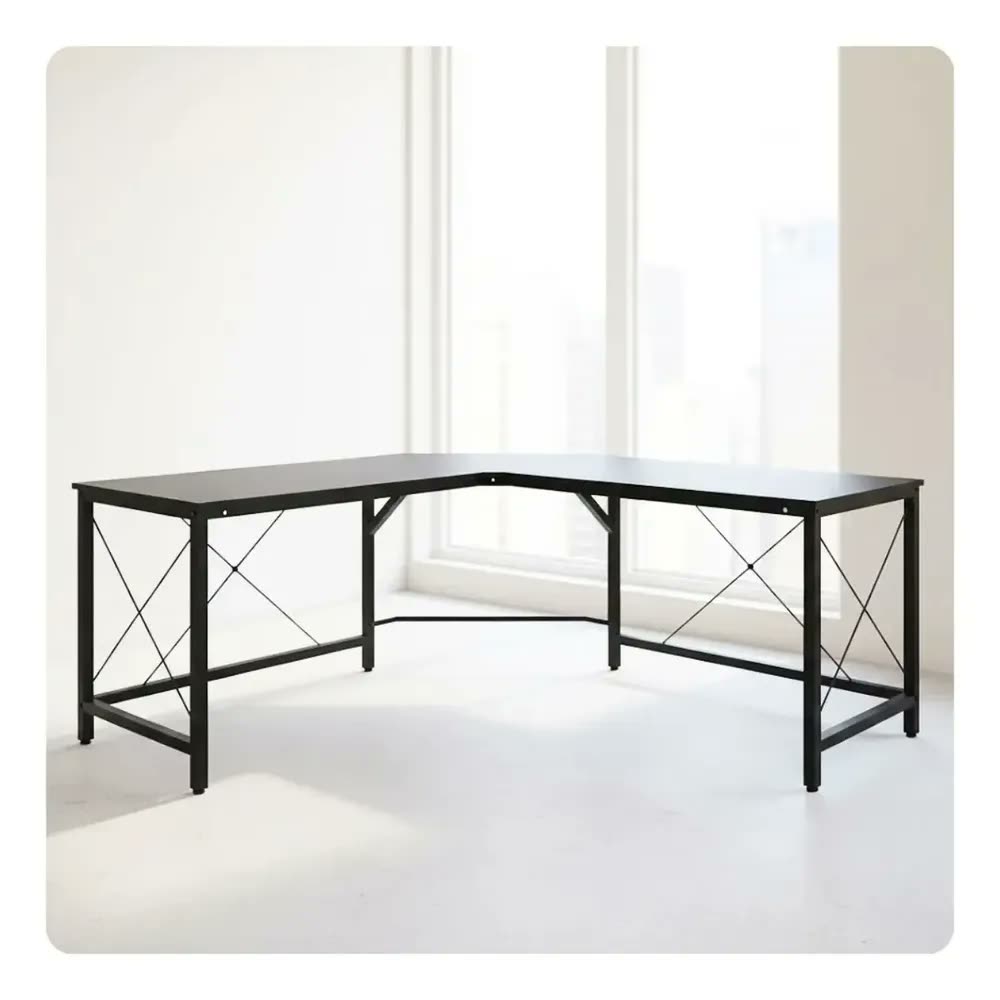 Mesa Escritório Em L Estilo Industrial Funcional Home Office Preto