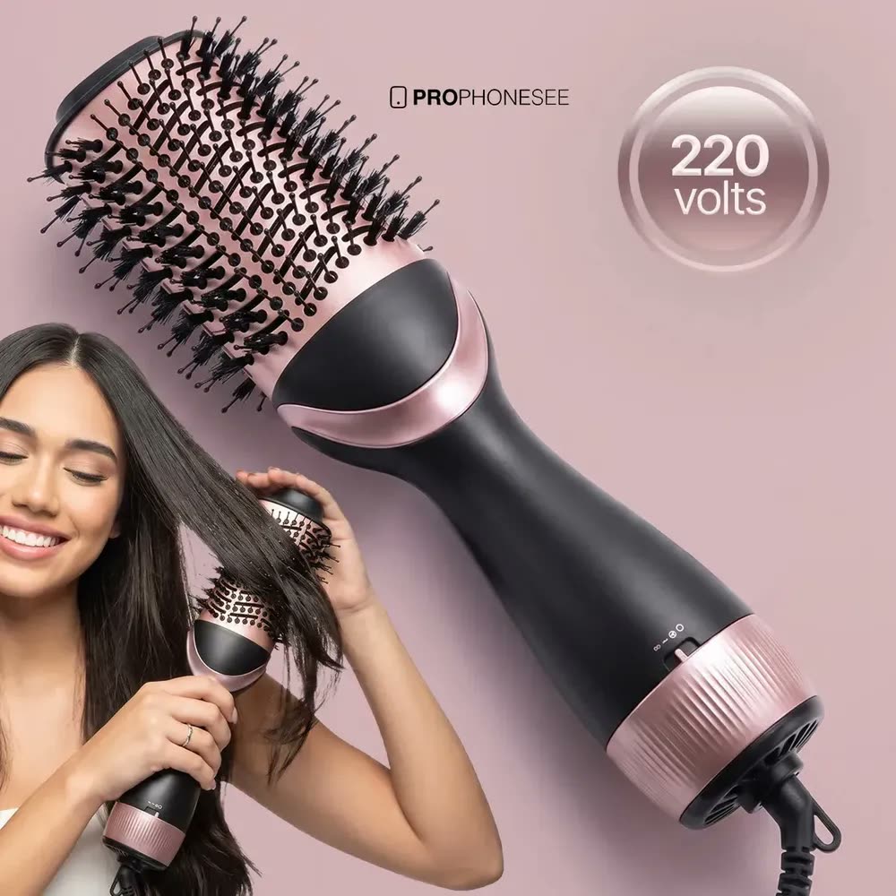 Escova Secadora Elétrica Profissional Que Alisa Modela E Seca Cabelos Com Cerdas Mistas E Ions Negativos Anti Frizz Quente Com Fio 360 Cabo Rotativo Calor Infravermelho Secador Alisadora Modeladora