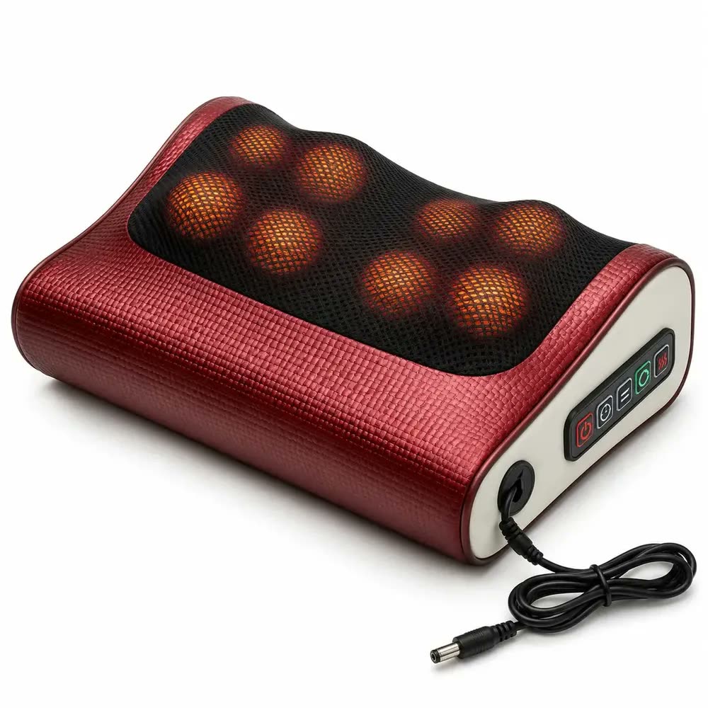 foto de Massageador Cervical Shiatsu Tomate Coluna Lombar Pernas Abdômen Elétrico Aquecimento Bivolt Portáti
