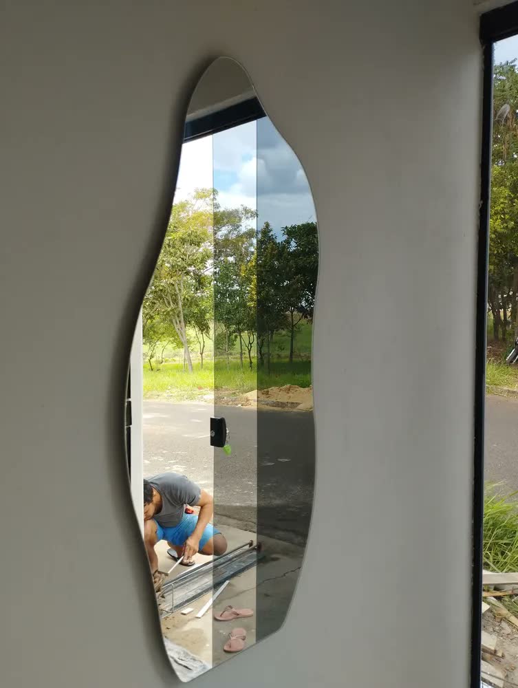 foto de Espelho 90x40 Orgânico Grande Corpo Inteiro Quarto - Suporte