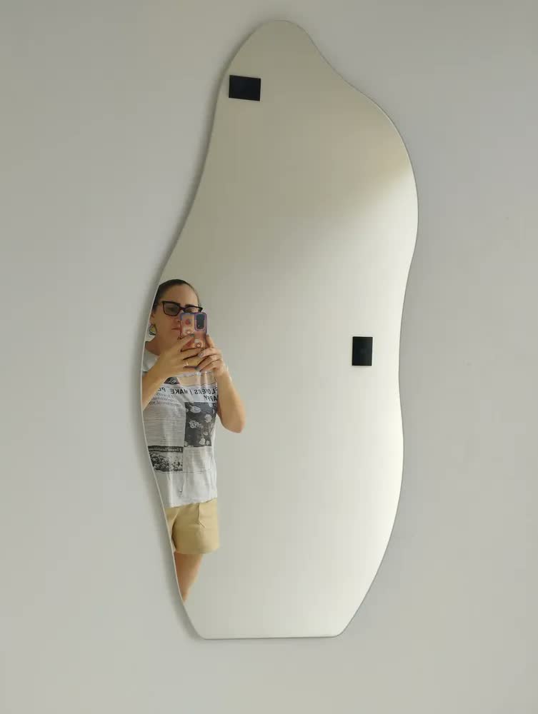 foto de Espelho 90x40 Orgânico Grande Corpo Inteiro Quarto - Suporte