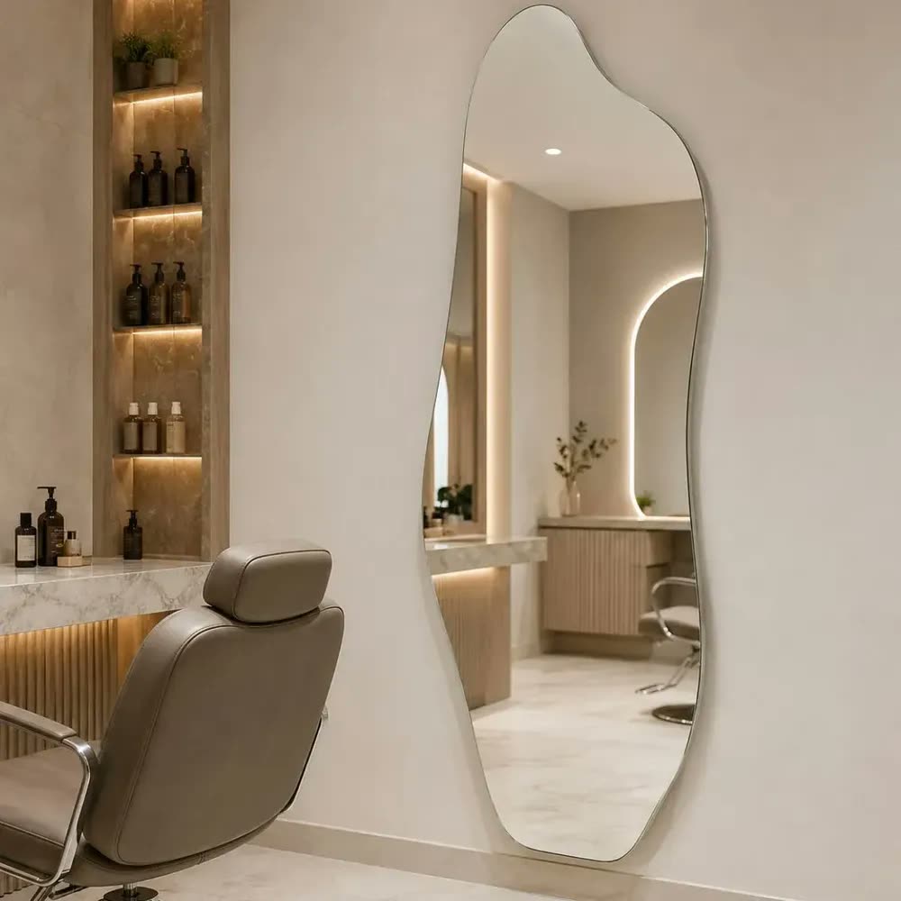 Espelho 90x40 Orgânico Grande Corpo Inteiro Quarto - Suporte