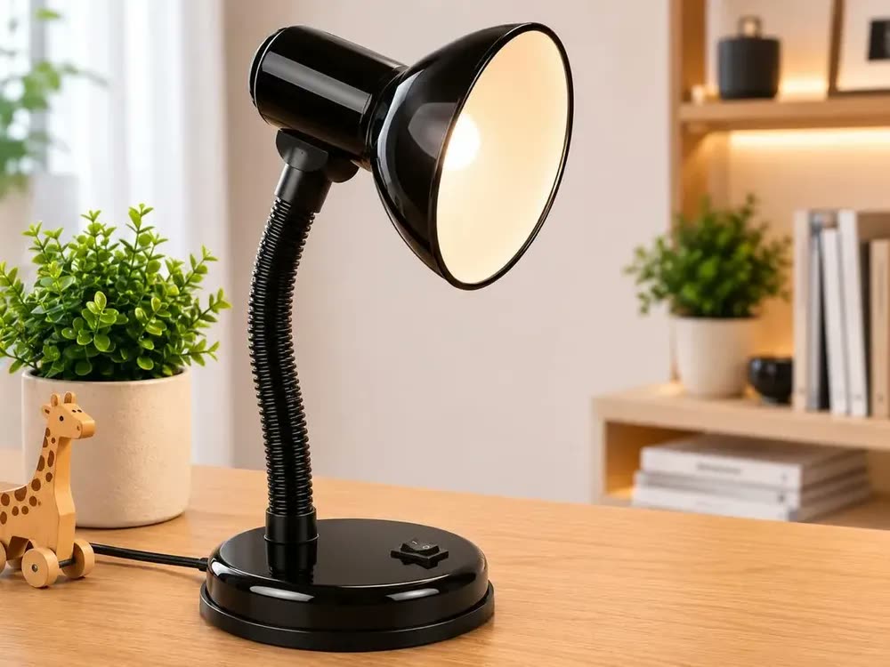 Abajur de Mesa Preto LED Bivolt Luminária de Cabeceira Moderna Decorativa para Quarto Sala Escritório Luz de Leitura