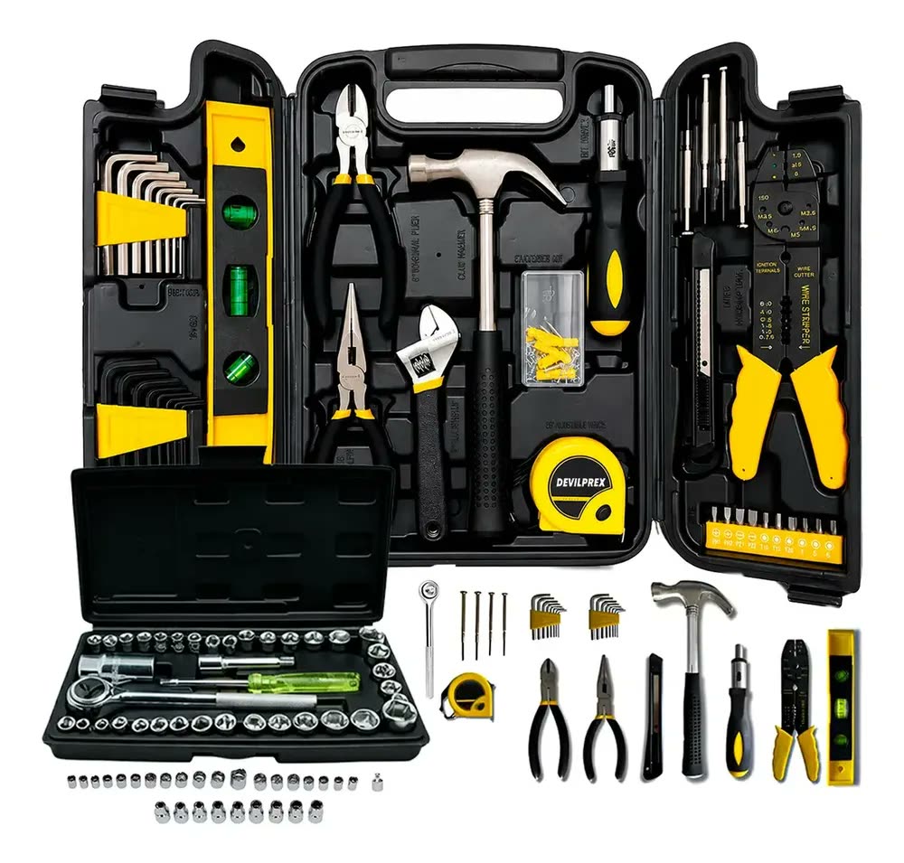 Maleta Estojo Kit Jogo 169 Ferramentas Caixa Completa Devilprex Preto