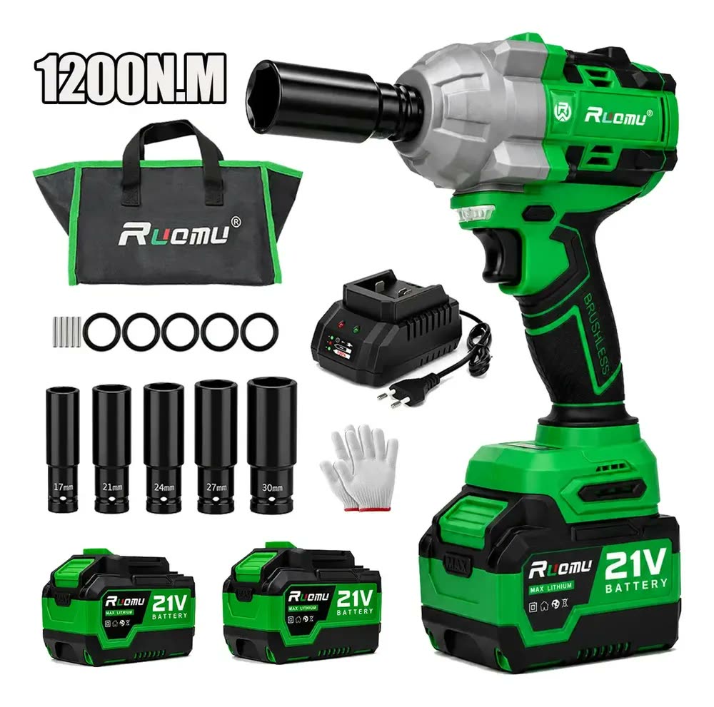 Chave De Impacto Eletrica 1200n.m Brushless 21v 2 Bateria 6.0ah chave impacto
