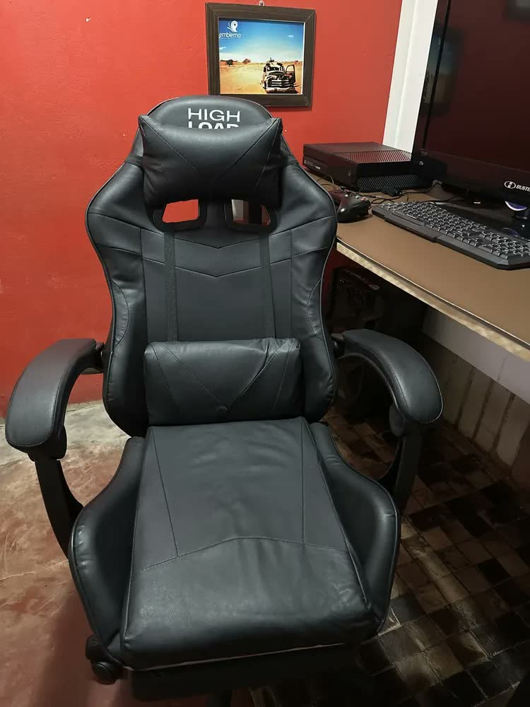 foto de Cadeira Gamer HighLoad Start 2.0 Escritório Ergonômica Reclinável Apoio Lombar Cervical Descanso Para Os Pés Ajustável Escritório Home Office Preta