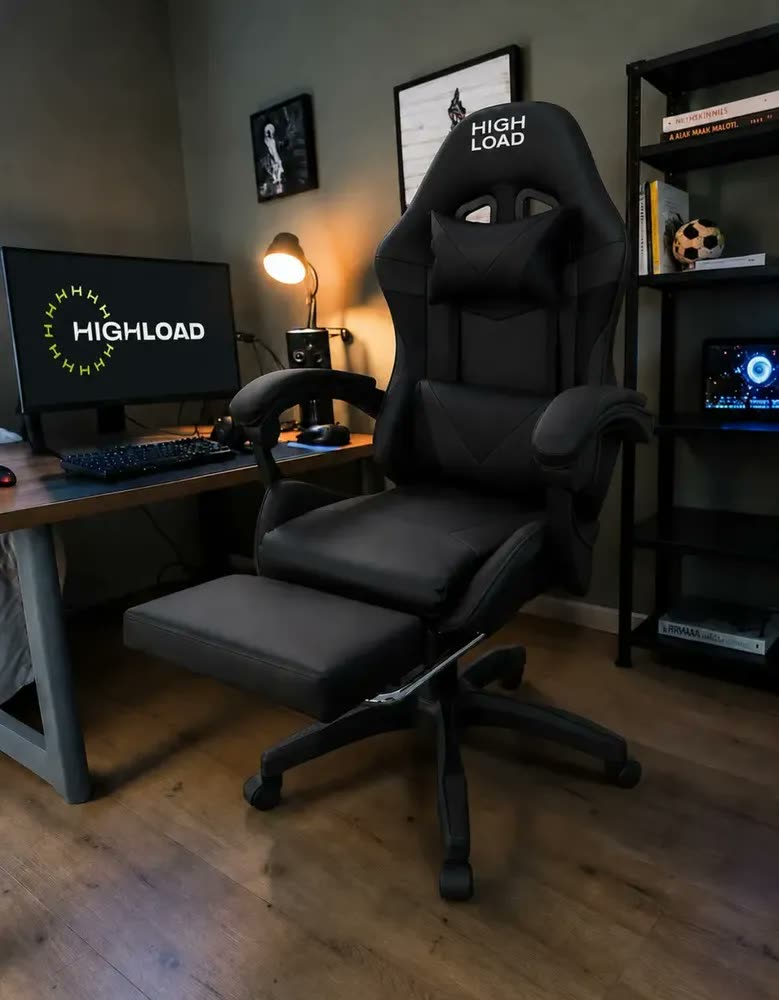 Cadeira Gamer HighLoad Start 2.0 Escritório Ergonômica Reclinável Apoio Lombar Cervical Descanso Para Os Pés Ajustável Escritório Home Office Preta