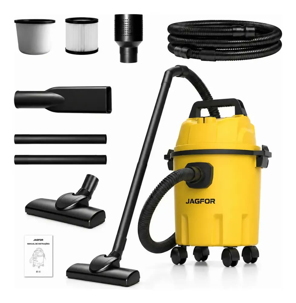 JAGFOR Aspirador de Pó e Água 15L 3500W para Sólidos e Líquidos, Alta Potência e Sucção, Portátil para Casa, Carro, Oficina e Garagem