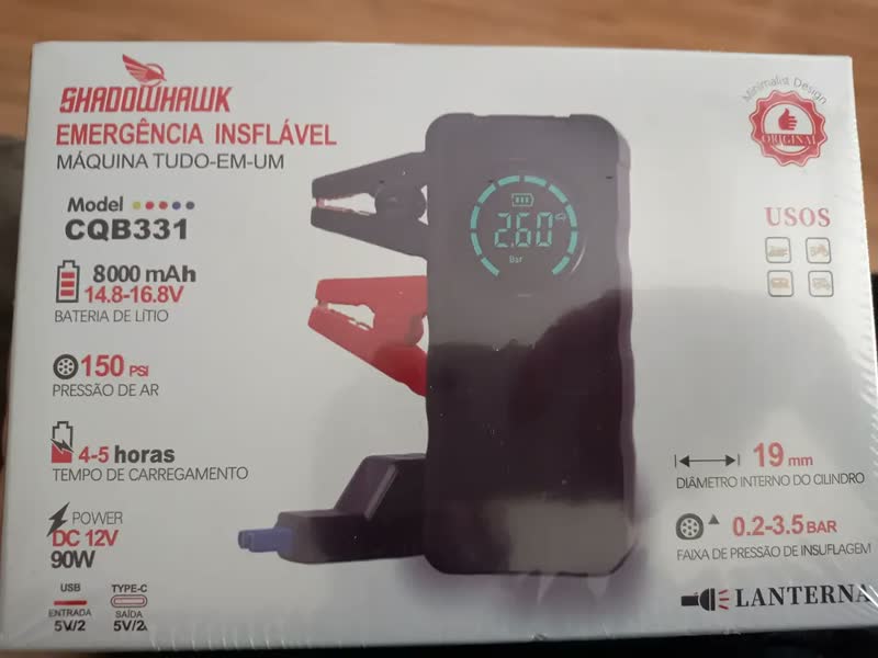 foto de Auxiliar de Partida e Compressor de Ar Portátil Melt Mind com Power Bank