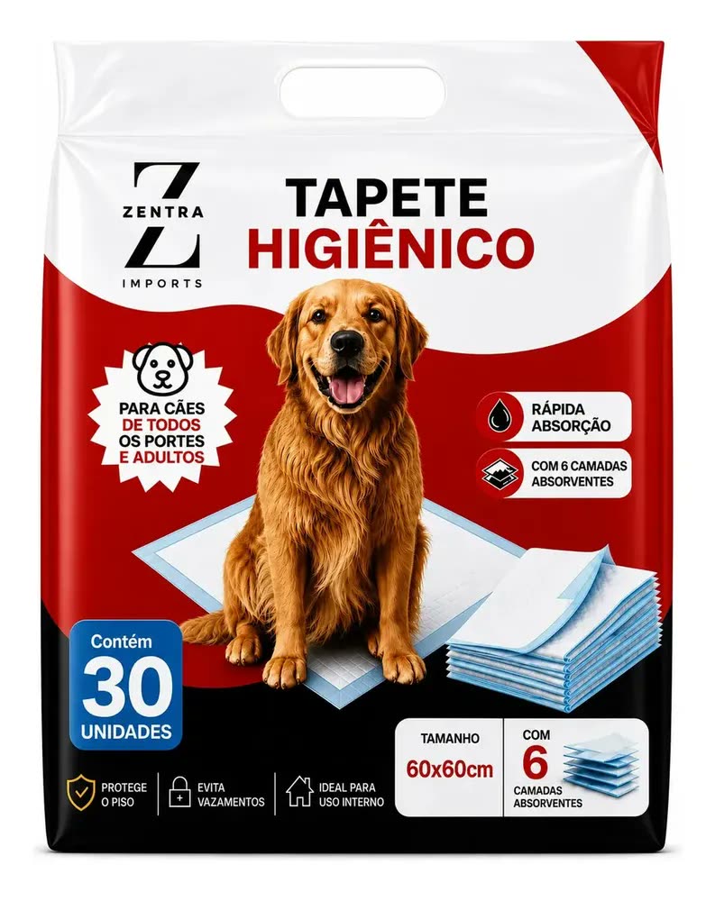 foto de Tapete Higiênico Pet 30 Unidades 60x60 Descartável Cão Gato