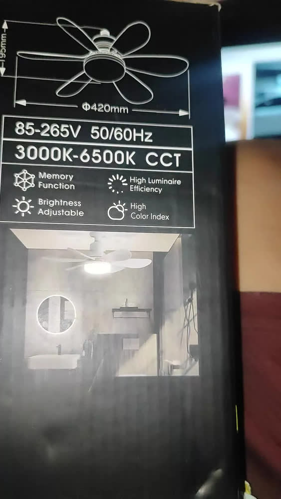 foto de Luz Do Ventilador Do Teto Led Com Controle Remoto,42cminstalação Fácil Baseada Em E26, Escurecimento Sem Passos De 3 Cores，Preto