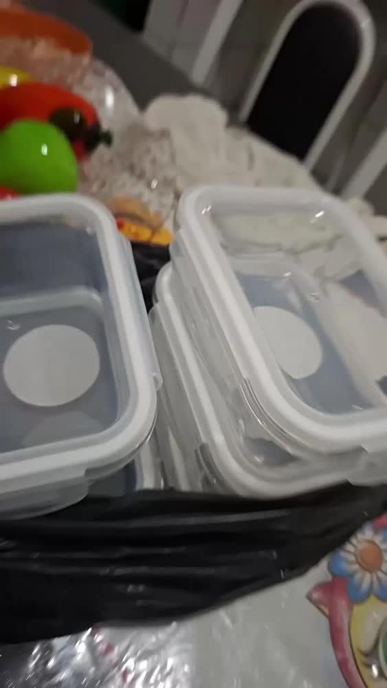 foto de Kit 4 Potes de Vidro com Divisória 640ml Hermético Fitness Refratário Pítia