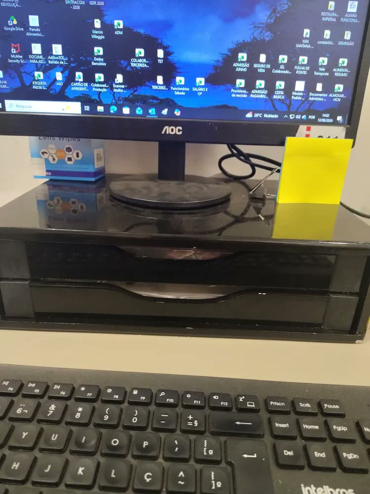 foto de Suporte Monitor Com 2 Gavetas Mdf Ergonomico Escritório