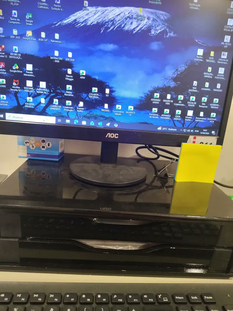 foto de Suporte Monitor Com 2 Gavetas Mdf Ergonomico Escritório