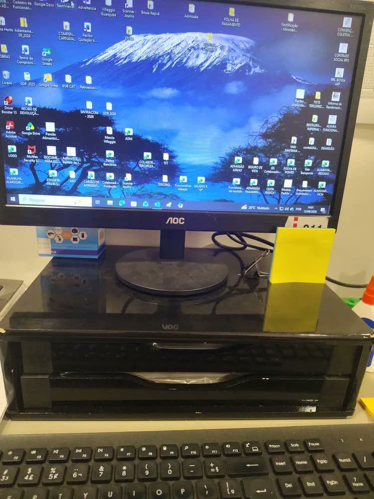foto de Suporte Monitor Com 2 Gavetas Mdf Ergonomico Escritório