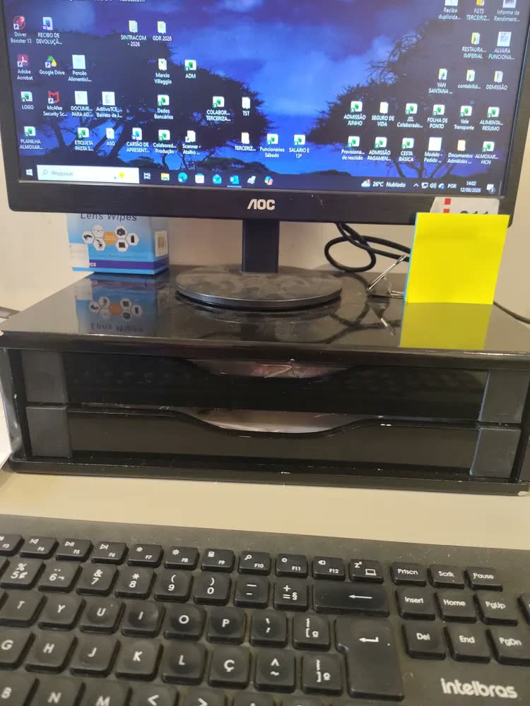 foto de Suporte Monitor Com 2 Gavetas Mdf Ergonomico Escritório