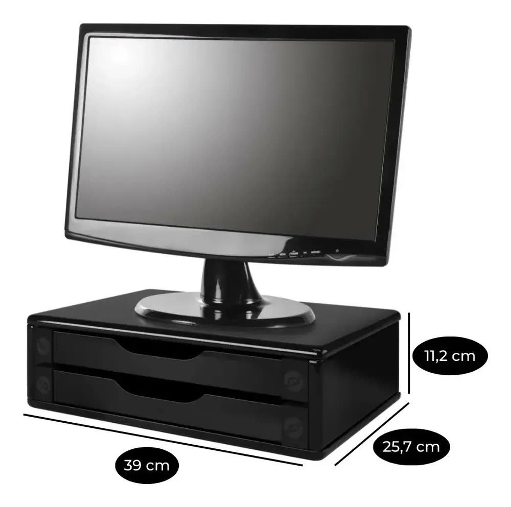 Suporte Monitor Com 2 Gavetas Mdf Ergonomico Escritório