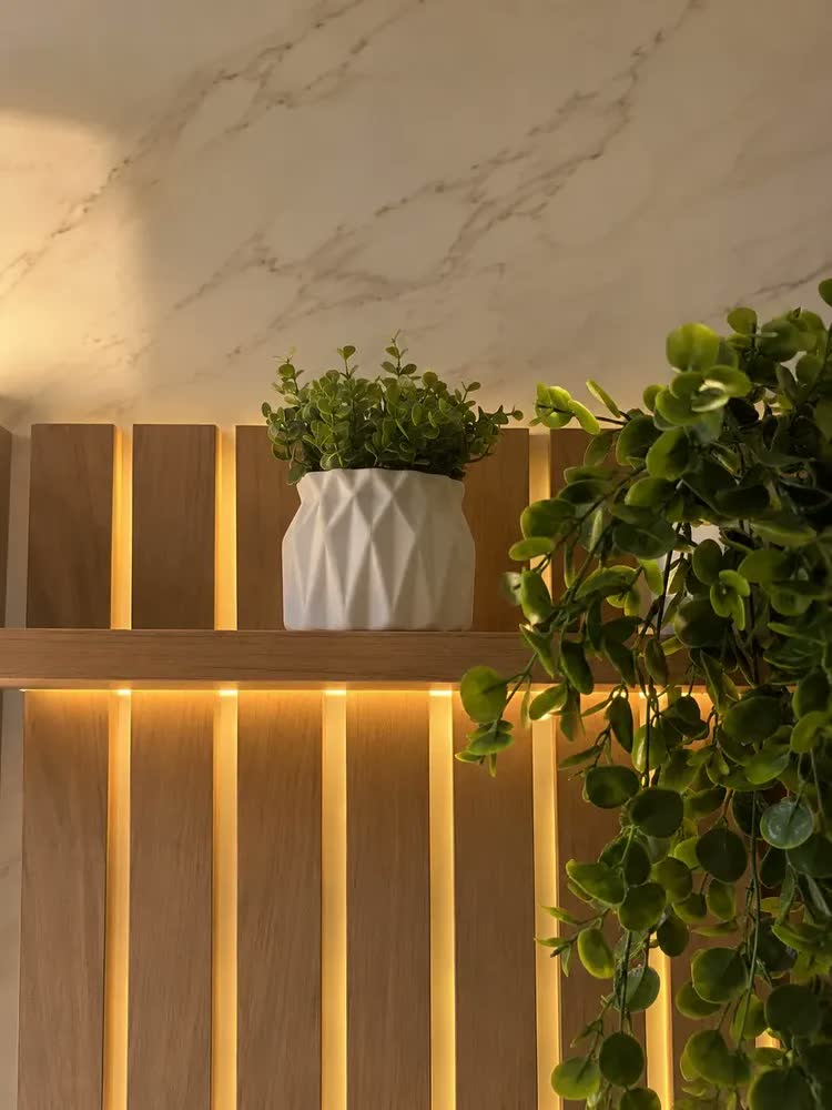 foto de Planta Folhagem artificial Kit com 2 Vaso Pendente Costela de Adão Decorativo Sala