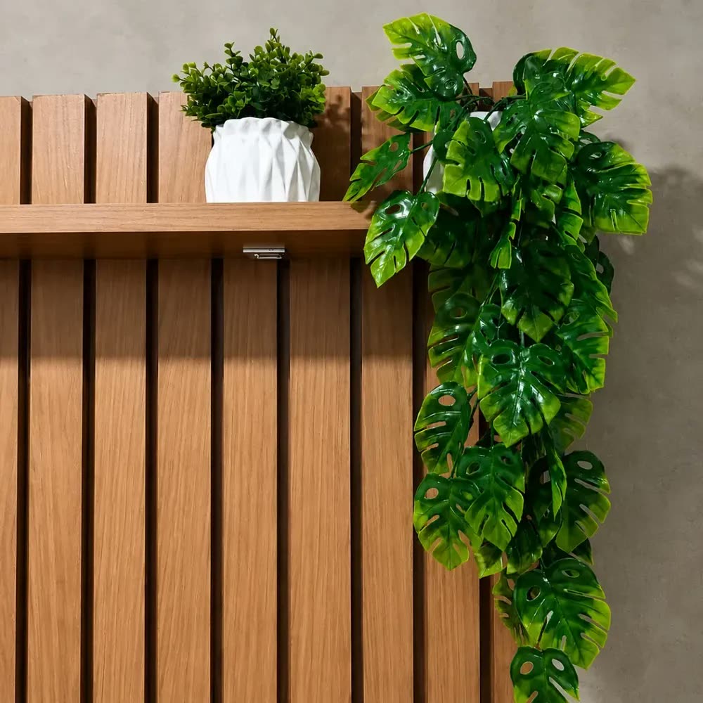 Planta Folhagem artificial Kit com 2 Vaso Pendente Costela de Adão Decorativo Sala