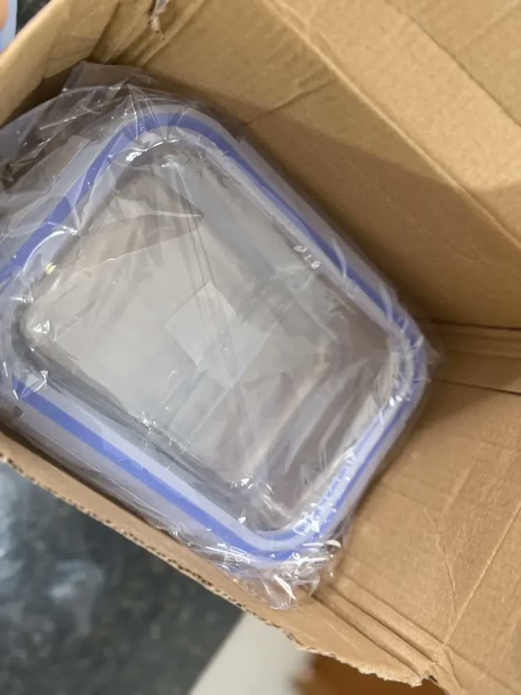 foto de Kit 3 Potes 640ml com Divisória de Vidro Hermético Borossilicato Marmita Pítia