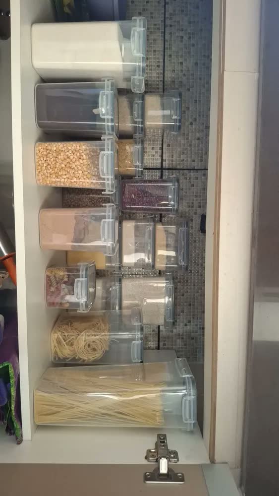 foto de Kit 15 Potes Herméticos Empilháveis Quadrados para Mantimentos e Organização da Cozinha com Tampa e Vedação de Silicone Branco Shokki