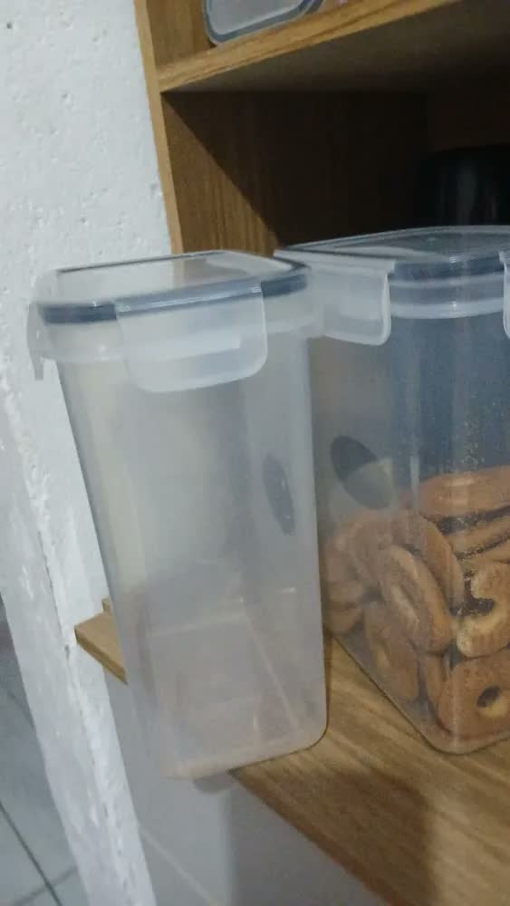 foto de Kit 15 Potes Herméticos Empilháveis Quadrados para Mantimentos e Organização da Cozinha com Tampa e Vedação de Silicone Branco Shokki