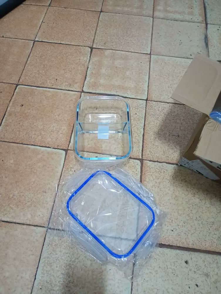 foto de Kit 3 Potes de Vidro 1040ml com Divisória e Tampa Hermética Borossilicato Pítia