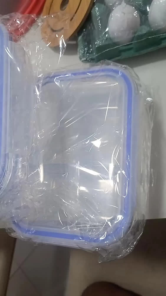 foto de Kit 3 Potes de Vidro 1040ml com Divisória e Tampa Hermética Borossilicato Pítia