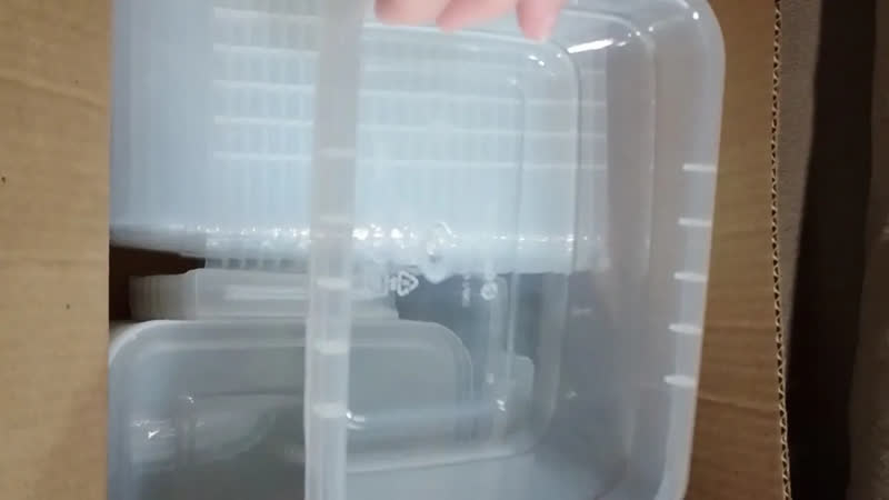 foto de Kit 10 Potes 800ml Marmitas Trava Lateral Freezer Transparente