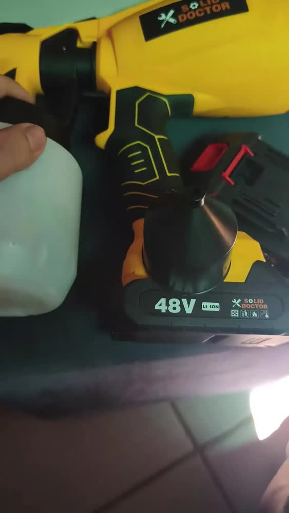 foto de Pistola De Pintura 48v Sem Fio 2 Baterias Reservatório 800ml 30000RPM
