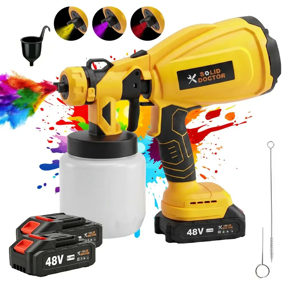 Pistola De Pintura 48v Sem Fio 2 Baterias Reservatório 800ml 30000RPM