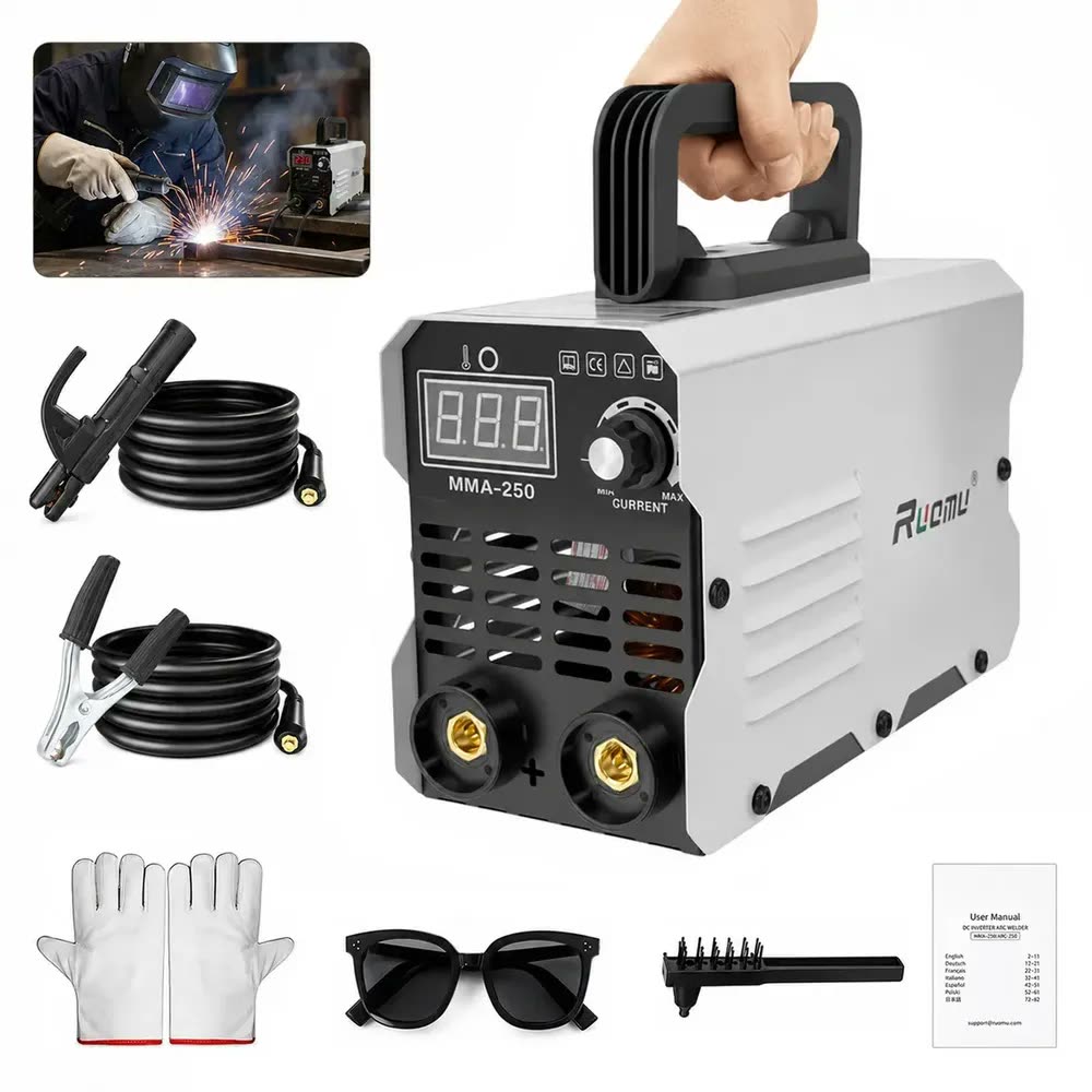 Máquina De Solda Inversora Portátil MMA-250A Com tela digital solda eletrica