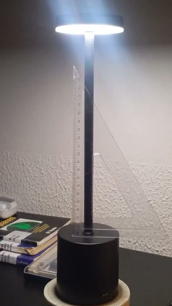 foto de Luminária Abajur Mesa Led Touch Sem Fio Marca Topyhome 3 Modos Dimerizável Fio Recarregável Candeeiro Quarto Sala Escritório Decoração Preto