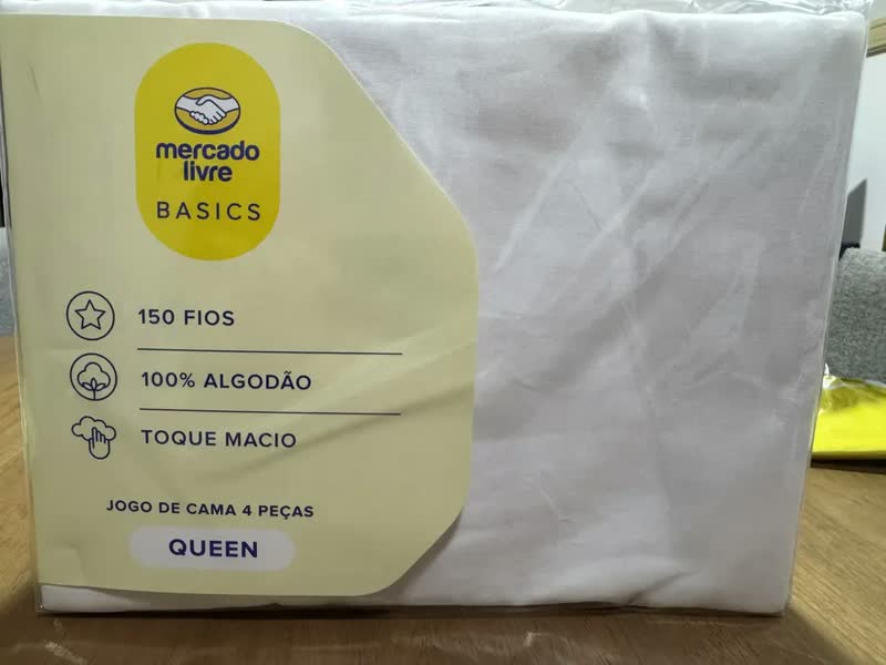 foto de Jogo de Lençol 100% Algodão 4 Peças 150 Fios Queen Branco Mercado Livre Basics