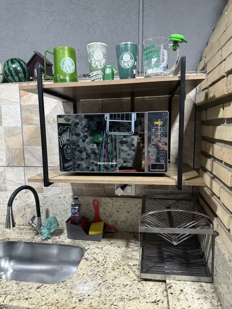 foto de Prateleira Industrial Dupla Bimove Suporte Metal 150x40cm Preto