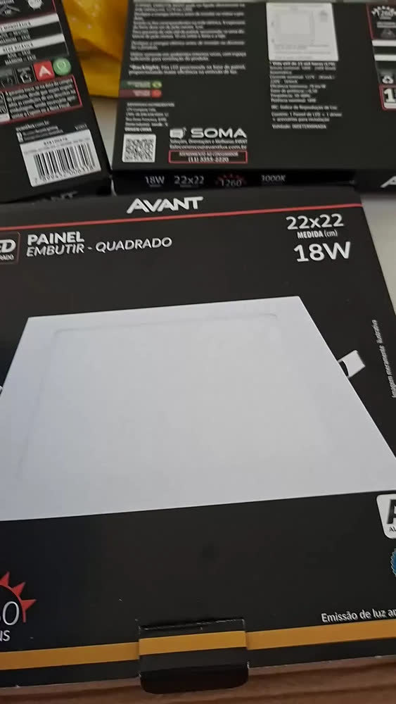 foto de Kit 3 Painel Led Plafon Aluminio Embutir Quadrado 6500K Branco Frio 18w 22x22Cm