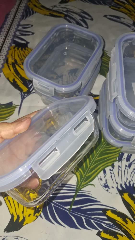 foto de Kit 6 Potes De Vidro Hermético 370ml Tampa Trava Marmita Fitnes Antivazamento Freezer Forno Micro-ondas Geladeira Alimentos EPM Imports