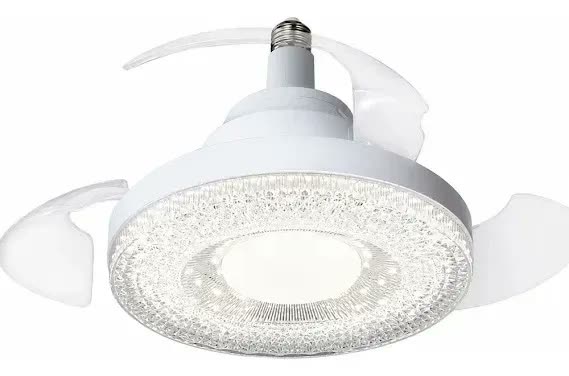 Ventilador De Teto Retrátil 2 Em 1 Led Soquete E27 120w 20 Cm Branco Transparente Plástico 3